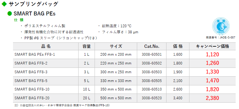 SMART BAG PEsキャンペーン価格表